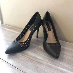 Black Steve Madden Heels with Laser Cut-Outs 8.5